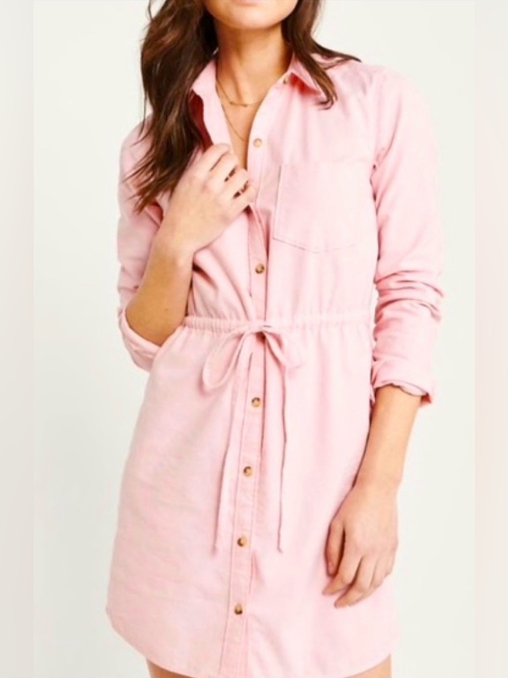 Abercrombie & Fitch Long Sleeve Midi Shirt Dress Button Up Cinched Waist SZ XS